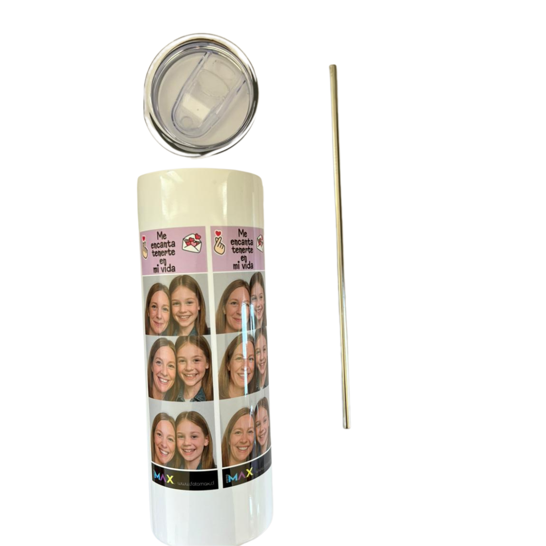 Botella acero con bombilla metálica 600 ml