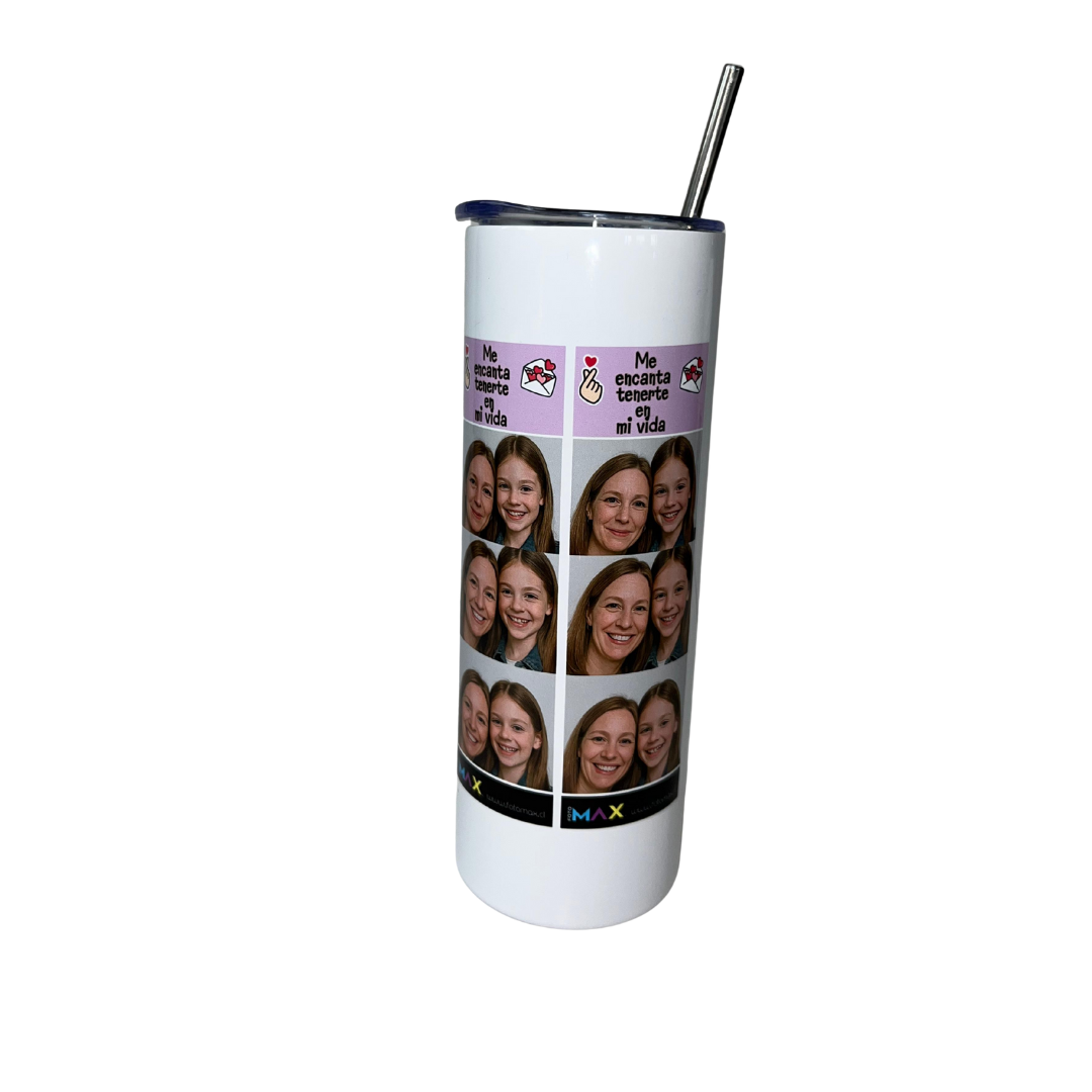 Botella acero con bombilla metálica 600 ml