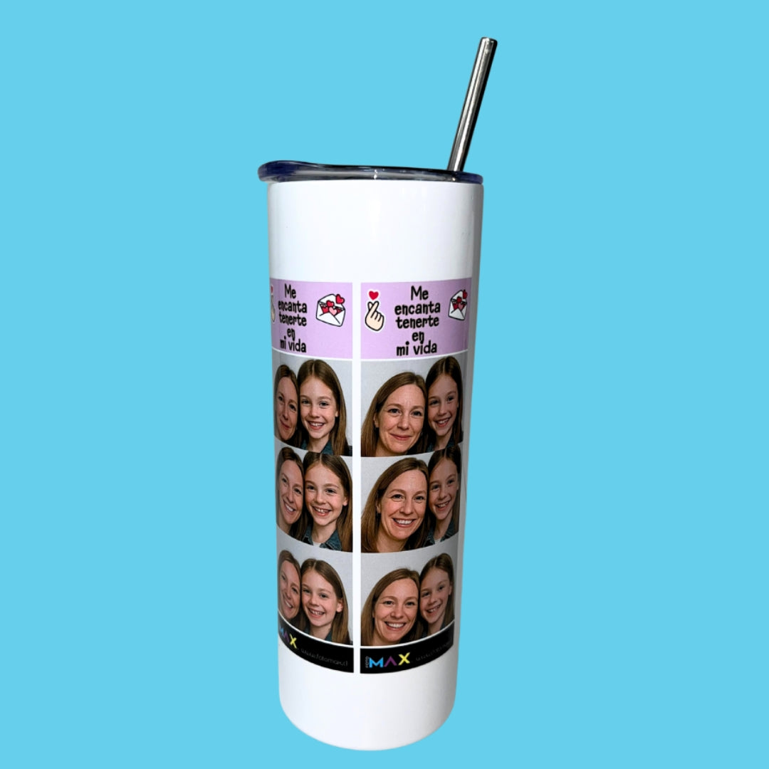 Botella acero con bombilla metálica 600 ml